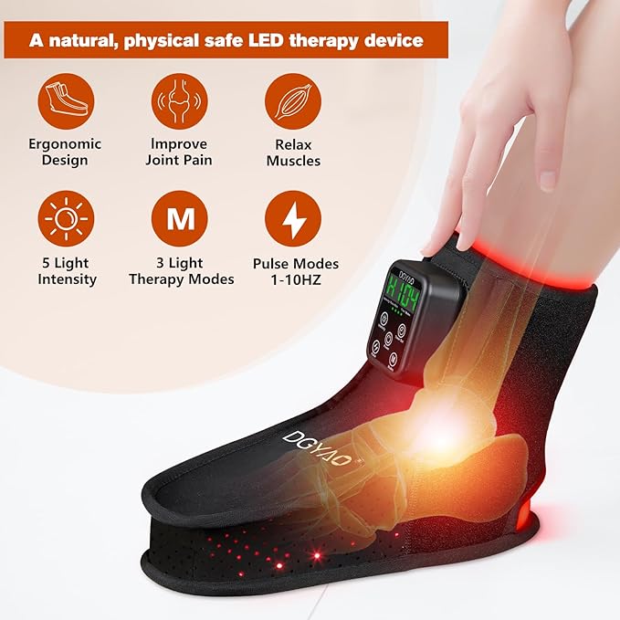 TUOB Red Light Therapy for Foot, 6000mAh Cordless Near Infrared Light Therapy Device Foot Wrap Full Cover Feet Ankle Toes Instep for Joint Pain Relief