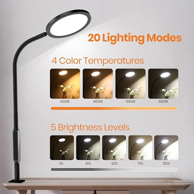 LASTAR 10000 Lux Sun Light with Remote & Touch Control, UV-Free Sunlight Lamp, Sun Lamp with 360° Flexible Neck/4 Colors/5 Brightness/Timer/Memory