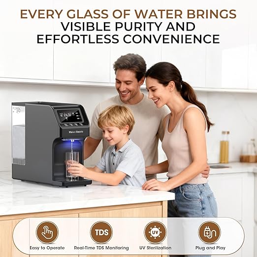 Waken Electric Reverse Osmosis Water Filter Countertop, UV Water Filtration System, 8-Stage RO Filtration Real Time TDS Display, BPA Free, PFAS, Lead & TDS Reduction (Obsidian Black)