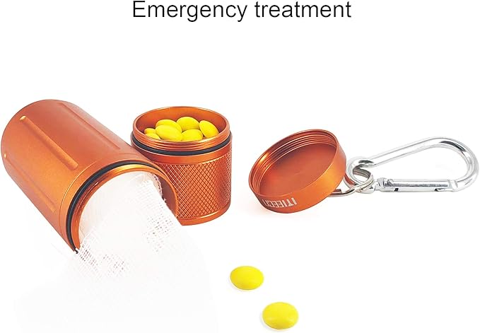 Two-Layer Pill Organizer, Waterproof Pill Container, Pill Holder can Store Pills Anything Sizes, Vitamins, Cod Liver Oil, Supplements and Medication, Rv products, Size:1.6 x 1.6 x 4.4 in(Orange)