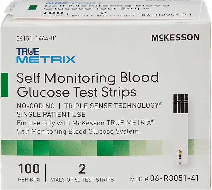 McKesson True METRIX Blood Glucose Test Strips for Diabetes [200 Strips] Self-Monitoring System