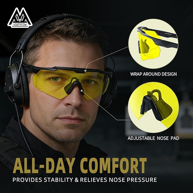 Shooting Glasses Anti Fog with High Definition Lenses, ANSI Z87.1 Certified Tactical Safety Glasses for Men Women