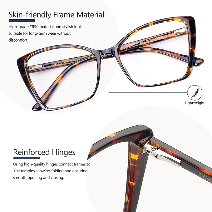 2 Pack Blue Light Blocking Glasses for Women, Oversized Trendy Cat Eye Computer Gaming Glasses Anti Glare & UV Glare RF6204 (Clear + Coco Tortoise Cateye Frame)