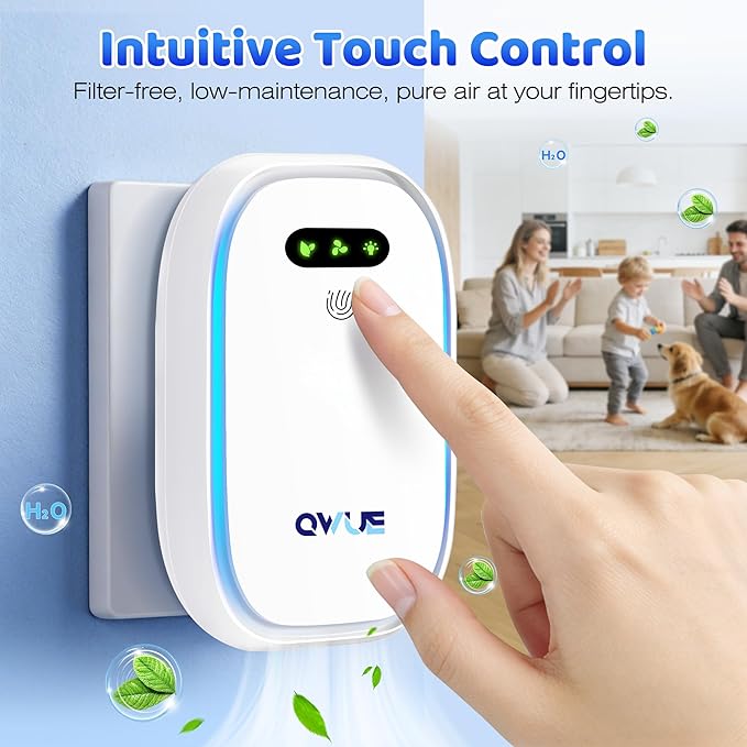 Plug in Air Purifier 2 Pack with Warm Night Light, Negative Ion Air Ionizer for Home Bedroom Office, Portable Mini Air Purifier, Quiet Odor Reducer for Smoke Dust Pet Smell