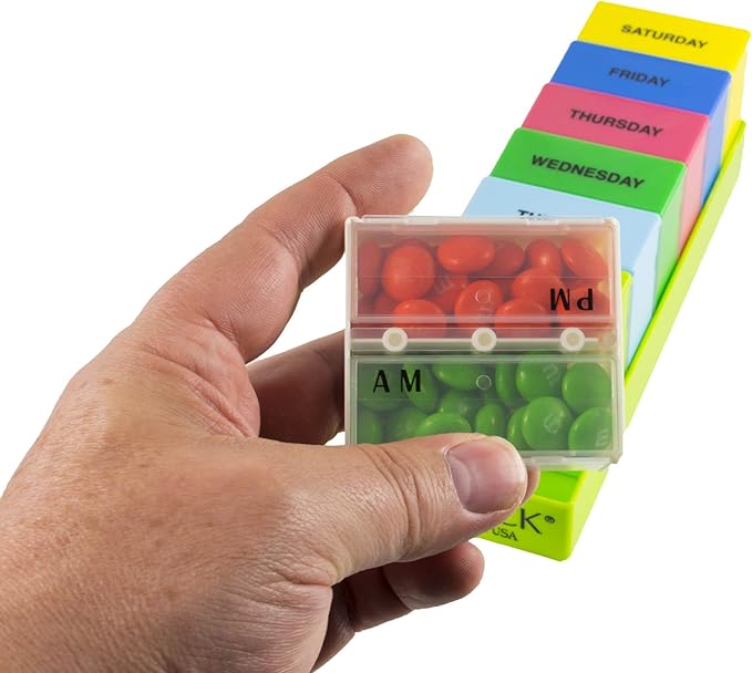 The 7Pack® 7 Day AM/PM Pill Organizer with Deep Green Tray (Made in the USA)