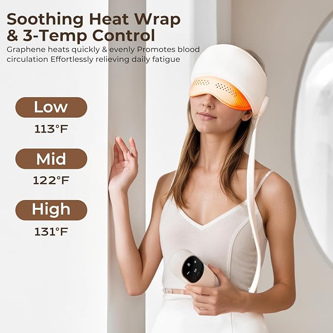 WELLPATH Electric Head Massager for Headaches, Eye Massager with Heat, Rechargeable Head and Eye Massage for Stress Relax, Fatigue, Ideal for Rest & Relaxation, Best Gift for Mom/Dad