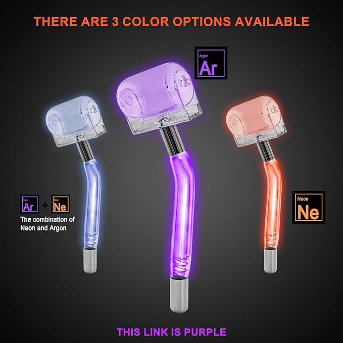 Electrode Wand Glass Tube Handheld Spare Parts Light Therapy Wand Spare Glass Attachment for Hi Frequency Facial Device Elitzia ETHG01P（Violet Roller）