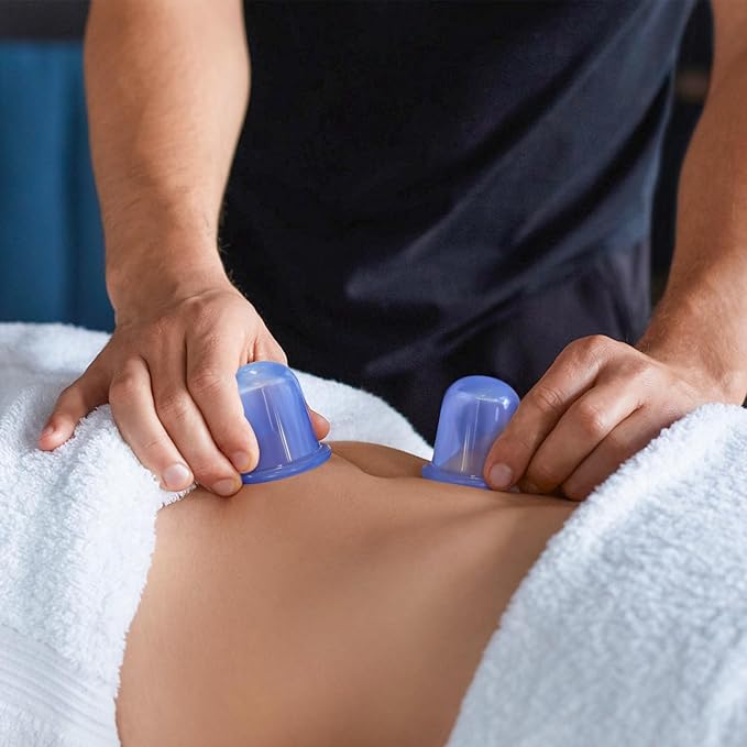 Silicone Cups for Cupping Therapy Included 4 Pcs Cups and 1 Pc Bag,Cupping Kit for Massage Therapy,Cellulite Reduction Vacuum Cup(Blue)
