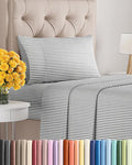 Twin Size 3-Piece Sheet Set - Extra Soft, Breathable & Cooling - Hotel Luxury Durable Bed Sheets - Deep Pockets, Easy-Fit & Wrinkle-Free - Grey Stripes Oeko-Tex
