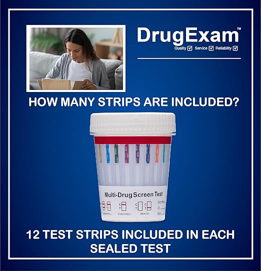 3 Pack - DrugExam 12 Panel Drug Test Cup Kit with Temperature Strip-Testing Marijuana THC50/AMP500/BAR300/BZO300/COC150/MDMA500/MET500/MTD300/OPI300/OXY100/PCP25/TCA1000.Urine Test