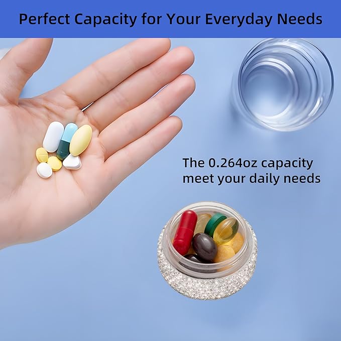 Pill Organizer Travel Medicine Supplement Organizer Weekly Pill Box 7 Day Daily Vitamin Cases Portable Stackable Pill Caddy for Women(Colorful)