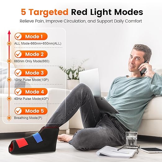 LIGHTIUM Red Light Therapy for Feet – FSA Eligible HSA Infrared Light Therapy Foot Wrap with 660nm Red & 850nm Near Infrared LEDs, Heat Therapy & Timer for Neuropathy, Joint, Ankle, Heel & Daily Foot Pain Relief