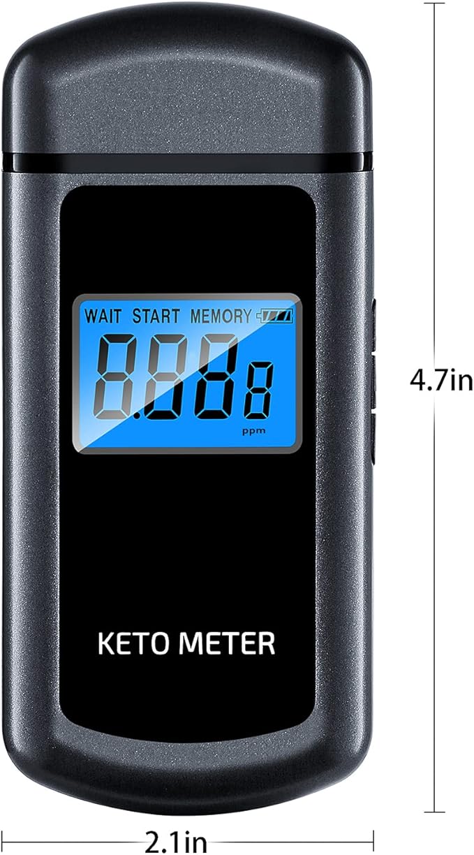 Breath Ketosis Meter Professional-Grade Ketone Breath Tester Portable Rechargeable Ketosis Breath Analyzer for Ketogenic Testing with 10 Reusable Mouthpiece