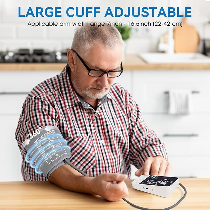 Scian Blood Pressure Monitors for Home Use, Automatic Blood Pressure Cuff Arm Digital BP Machine with Large LED Backlit Display, Voice Broadcasting, 2 Users 200 Memory (Black)