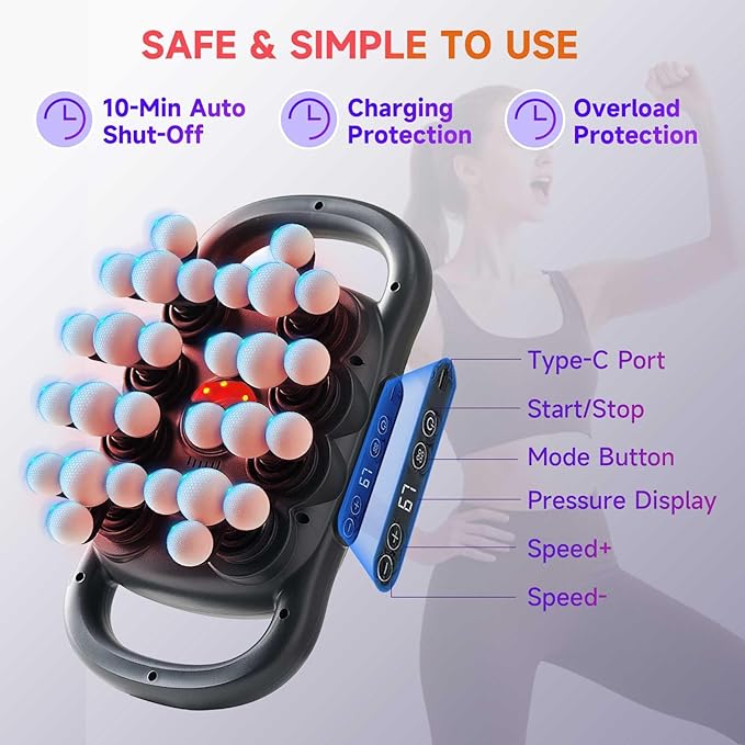 28-Heads Massage Gun Set for Total Body Muscle Recovery, Deep Tissue Percussion Massager with 9 Adjustable Modes, Quiet High-Power Back & Full-Body Massager for Home, Gym & Office,