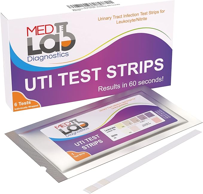 UTI Test Strips(Pack of 6) Individually Wrapped Urinary Tract Infection Urine UTI Test Kit for Women, Men, Kids Cats and Dogs