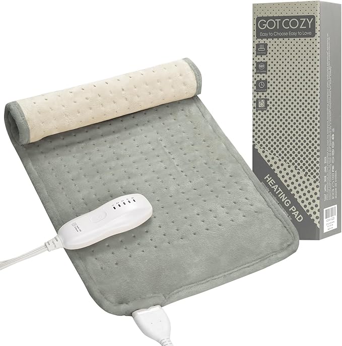 GOTCOZY Heating Pad for Back Pain Relief & Cramps,Electric Heating Pads for Neck and Shoulders with 2H-Auto Shut Off and 5 Heat Settings,Gifts for Mom Men 12''X24''(Grey)