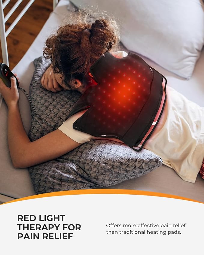 CooCoCo FSA Wearable Red Light Therapy Pad for Neck Shoulder Pain Relief, Near Infrared Light Wrap for Body, HSA Store Eligible Red Light Heated Therapy Belt for Upper Back, 660nm&850nm