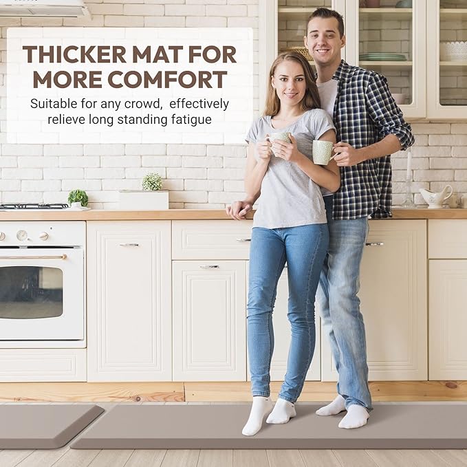 4/5 Inch Thick Kitchen Mat - Cushioned Anti Fatigue Mats for Kitchen Floor - Easy to Clean, Waterproof, Non-Slip Kitchen Rug for Sink, Office, Kitchen (17''x28'' Brown)