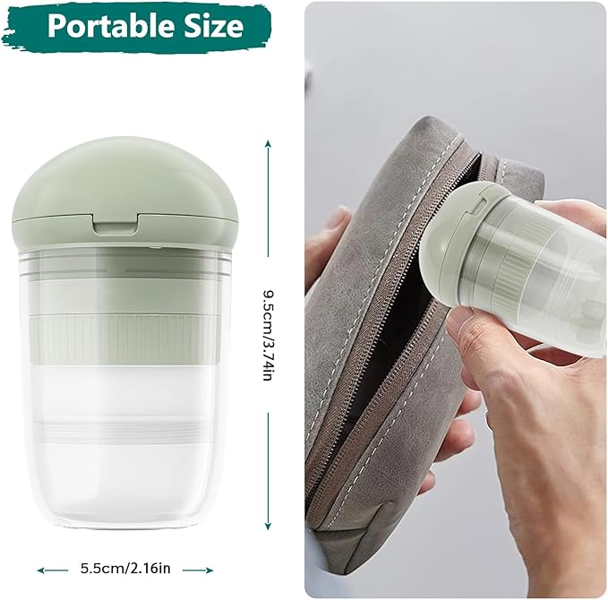 4 in 1 Pill Cutter Splitter, Pill Cutter for Small or Large Pills, Travel Pill Organizer with Crusher Grinder Fine Powder, Stainless Steel Blade, Removable Drinking Cup (Green)