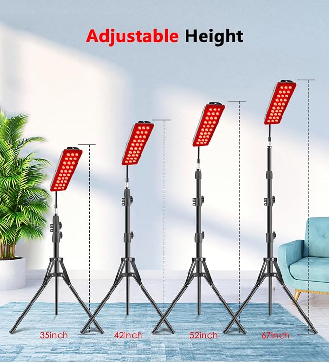 Red Light Therapy Lamp, Infrared Light Therapy with Stand - 660nm Redlight and 850nm Near Infrared Light Device for Body Pain Relief Skin Care