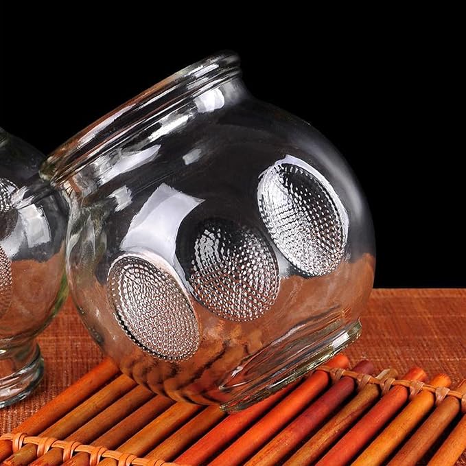 12PCS Glass Cupping Therapy Set Professional Chinese Traditional Acupoint Massage Cups for Cupping Therapy Treatment Thick Glass Cupping Set for Body