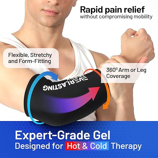 EverlastingIce Knee Ice Pack Wrap Compression Sleeve for Injuries | Hot & Cold Therapy Ice Pack for Knee, 360° Coverage | Reusable for Elbow, Ankle, Wrist - XL
