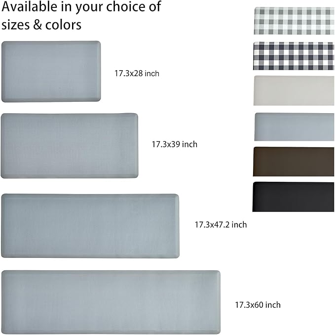 Anti Fatigue Kitchen Rugs Kitchen Mats for Floor,Cushioned Non-Slip Waterproof Ergonomic Comfort Rug Standing Mat for Kitchen,Doing Dishes,Floor,Home,Office,Sink,Laundry,Grey,17.3"x39"