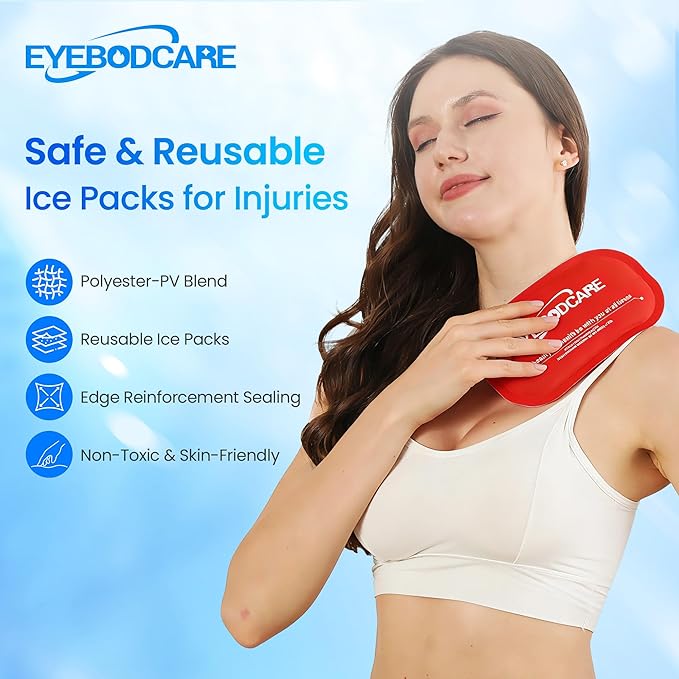 Reusable Ice Packs for Injuries, Hot and Cold Therapy Gel Ice Packs with Flexible Wrap and Eye Mask, for Joint Pain, Swelling, Muscle Pain, Knees, Back, Shoulder & More (3-Piece Set)
