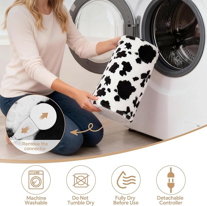 Cow Print Heating Pad for Back Period Cramps Neck Shoulder Pain Relief, Portable Electric Heat Pads Cow Stuff Gifts Ideas, Funny Useful Self Care Christmas Birthday Gift for Women Mom Her Adults Teens