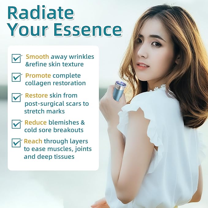 8-LED Handheld Red Light Therapy Wand for Face & Body, 5200mAh Portable Near Infrared Light Device for Cold Sore & Joint Pain Relief, 10Hz Pulse, 460/660/850/940nm Multi-Wave Torch