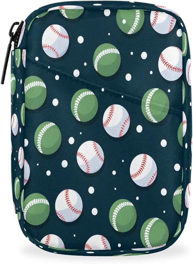Sports Baseball Pill Case Everyday Travel, 7 Day Weekly Medicine Pill Box Compact Portable Pills Bottle Organizer with Zipper for Daily Vitamin Medicine Holder Bottle Organizers Bag