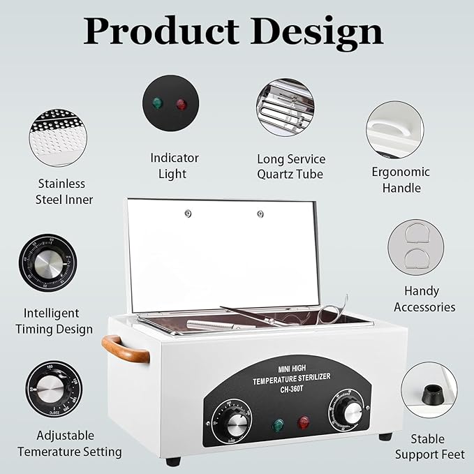 High Temperature Sterilizer Autoclave Machine,110V 300W 1.5L ，Nail Tool Sterilizer with Timer for Sundry Beauty Hair Nail Metal Tools，Metal Tool Cleaner Machine