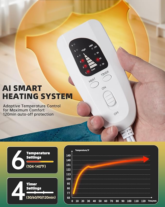 Graphene-Infused Electric Heating Pad,Weighted Heating Pads for Neck and Shoulders and Back,FSA Eligible Items Only List,Heat Pad with 4 Auto-Off Timers,23"x19",ETL Certified