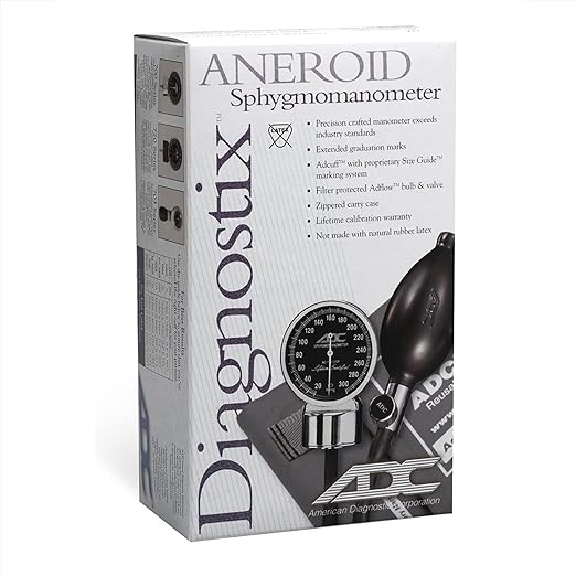 ADC Bariatric-Size Diagnostix 720 Premium Professional Pocket Aneroid Sphygmomanometer with Adcuff Nylon Blood Pressure Cuff, Burgundy; Fits Upper-Arm Circumferences from 44 cm to 66 cm