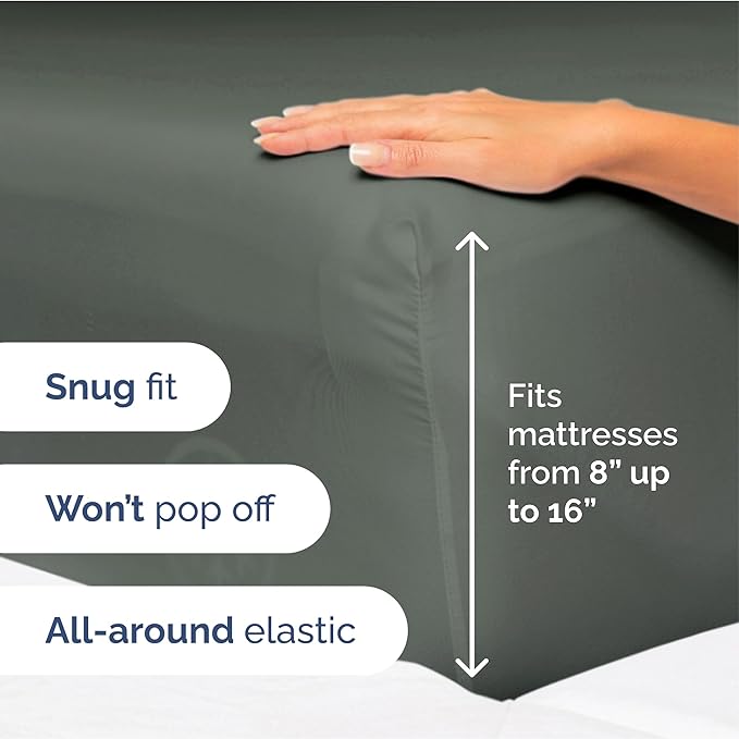 Cal King Size 4 Piece Sheet Set - Extra Soft, Breathable & Cooling Sheets - Hotel Luxury Bed Sheets for Women & Men - Deep Pockets, Easy-Fit & Wrinkle-Free Sheets - Gunmetal Grey Oeko-Tex Bed Sheets
