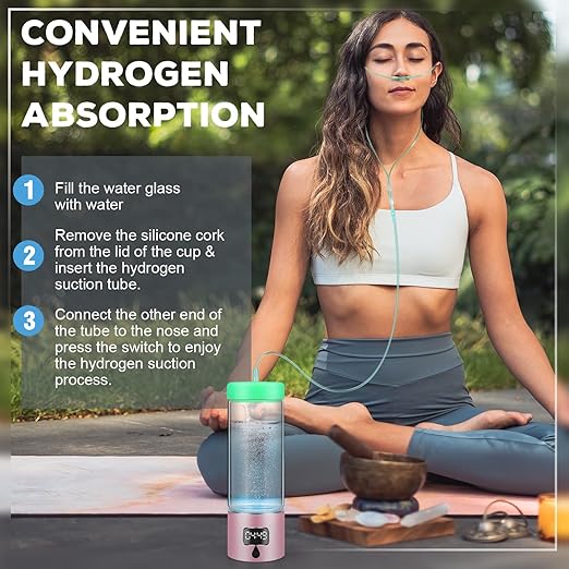 Hydrogen Water Bottle Generator with SPE/PEM–Portable Molecular Hydrogen Rich Water Machine, Rechargeable,5000 ppb,LED Timer for Home, Office, Travel, Sports,Birthday & Christmas Gift