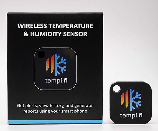 (3) tempi.fi Mini Wireless Temperature and Humidity Sensors - Developed in The USA - 24/7 Data Logger with Alarm – Bluetooth Smart Thermometer and Hygrometer - Bluetooth Only - Not Wi-Fi