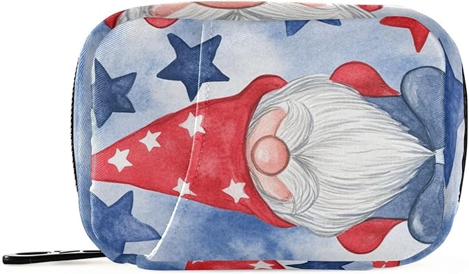 Watercolor Blue Gnomes Stars Cute Pill Organizer Weekly Travel Pill Box 7 Day Large Capacity Pill Dispenser Case with 8 Pill Container Daily Pill Box Organizer Vitamin Holder Pill Bottle Organ