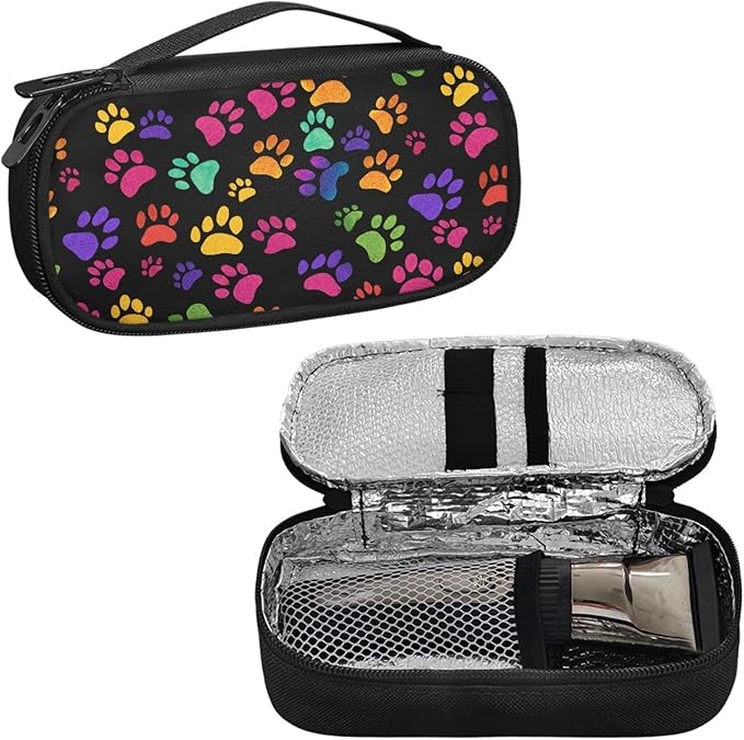 Colorful Paws Insulin Cooler Travel Case for Glucose Meter Medication Insulin Pens and Other Diabetes Care Supplies Diabetes Organizer Bags with Mesh Pockets
