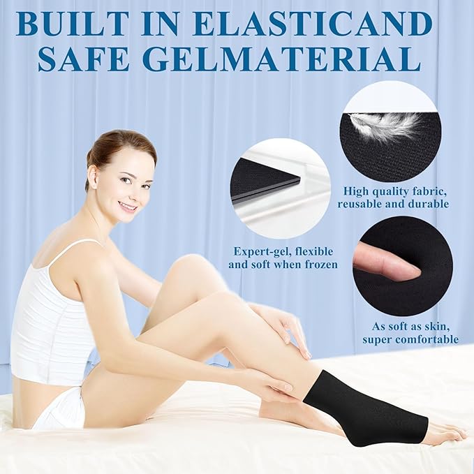 Ankle Ice Pack Wrap for Injuries, NOVASPORT Reusable Foot Gel Ice Pack Flexible Cold Pack Hot & Cold Compression Sleeve for Plantar Fasciitis, Sprained Ankles, Achilles Tendonitis, Foot Heel, Black