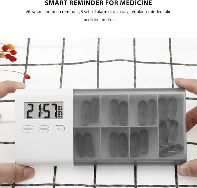 Electric Pills Organizer, USB Rechargeable Digital Tablet Box Storage Case with 5 Sets Alarm Reminder for Travel Dispenser