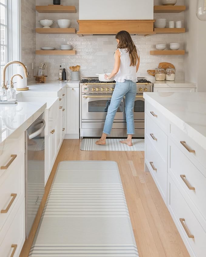 House of Noa Nama Standing Mat – Anti-Fatigue Cushioned Kitchen Mats for Floor | Ergonomic Bounce-Back Foam Kitchen Mats | Anti-Fatigue Mats for Kitchen & Standing | Coastal Nantucket | 22" x 54"