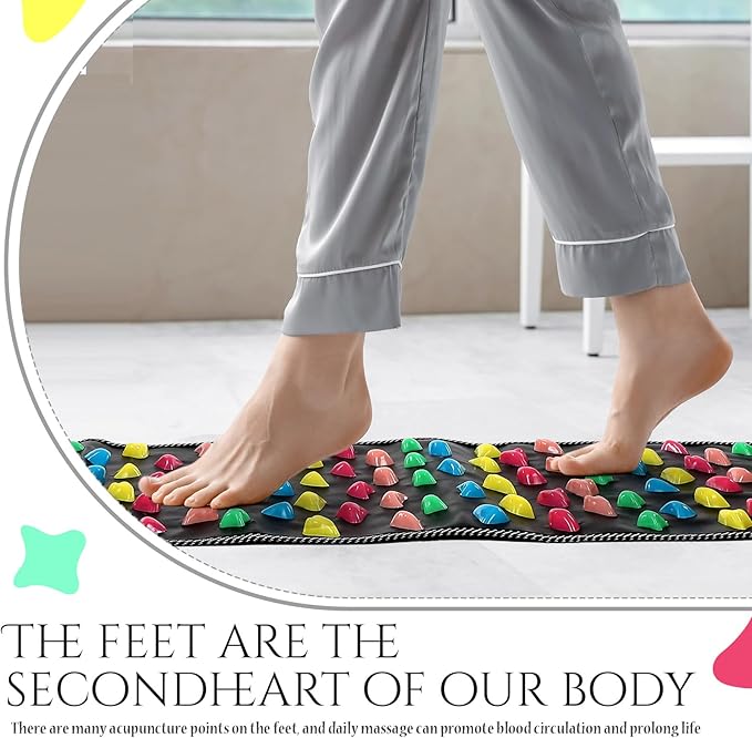 BBTO Foot Massage Mat Reflexology Walk Stone Road for Acupressure Foot Massage Acupoint Mat for Long Sitting Elderly Students and Office Workers(55.12 x 13.78 Inches)