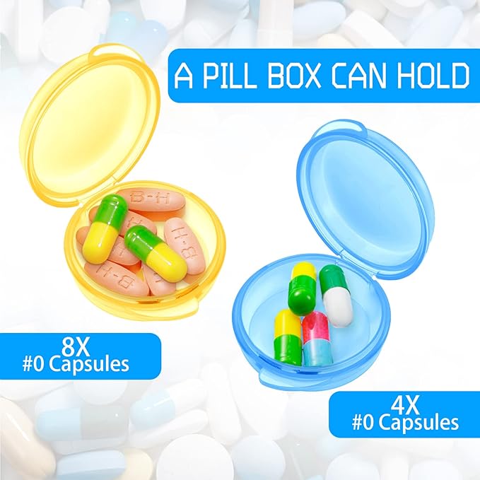 Patelai 6 Packs Small Pill Organizer Box, Travel Pill Container Portable Daily Mini Medicine Case Holder for Pocket Purse Briefcase Cod Liver Oil Jewelry Beads Earplug Storage Box(Bright Color)