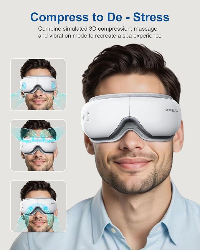 Morelax Eye Massager with Heat & Bluetooth Music, Birthday Gifts for Women, Reduce Eye Strain, Headache Relief and Improve Sleep, Eye Care Device for Migraine, Gifts for mom/Sister/Wife