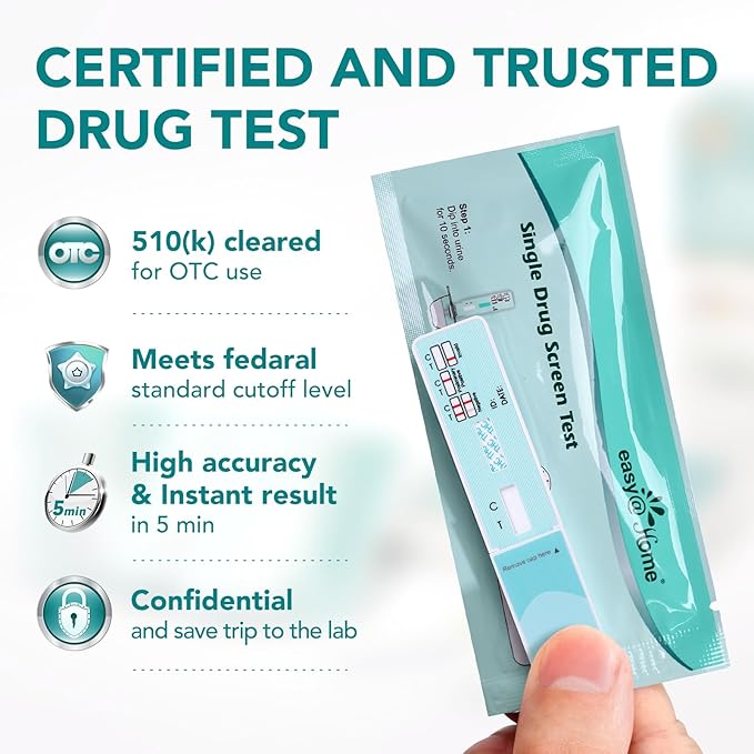 Easy@Home THC Drug Test Kit [9 Pack] - Marijuana Urine Drug Tests, Weed Detox 50ng/ml Cutoff Level Testing Kits for Home Use, Single Panel Marijuana/THC Screening #EDTH-114