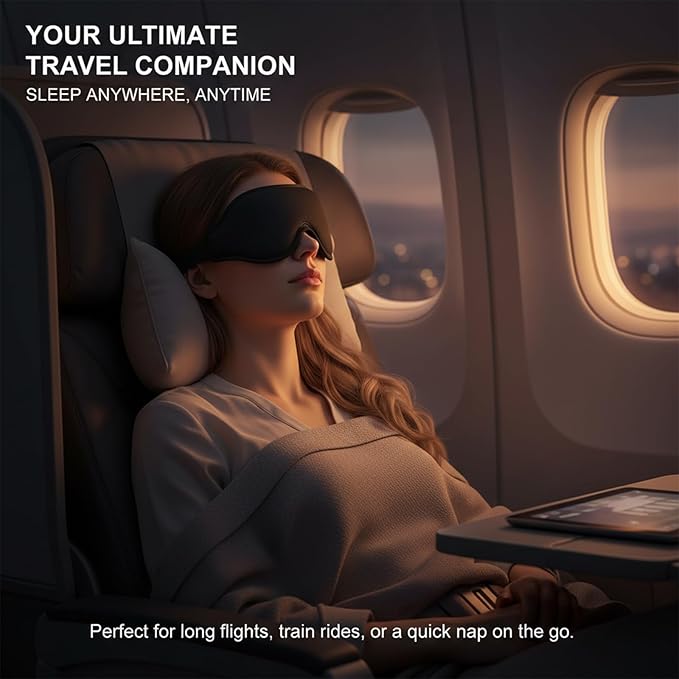 99% Fully Block Out Light Eye Sleep Mask, 3D Deep Contoured Eyes Cover Zero Pressure, Long Lash Extension Eyes Mask with Adjustable Straps for Sleeping Travel Home Nap Rest Women Men (Black)