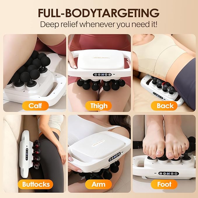 20-Head Massage Gun Set, Deep Tissue Percussion Massager with 3 Modes & 30 Intensities, Muscle Massager Pain Relief, Portable Massage Gun for Back/Shoulders/Legs/Waists (White,20-Head)