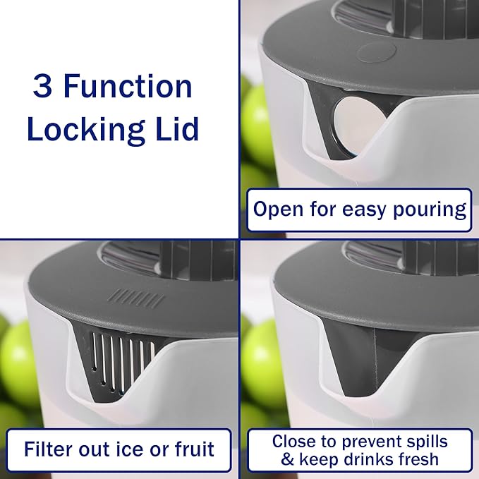 Water Pitcher with Lid 1 Gallon Pitcher, Freezer/Dishwasher Safe, BPA Free & Phthalate Free - Gray
